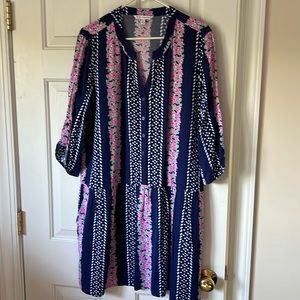 Light weight, summer dress, navy and pink